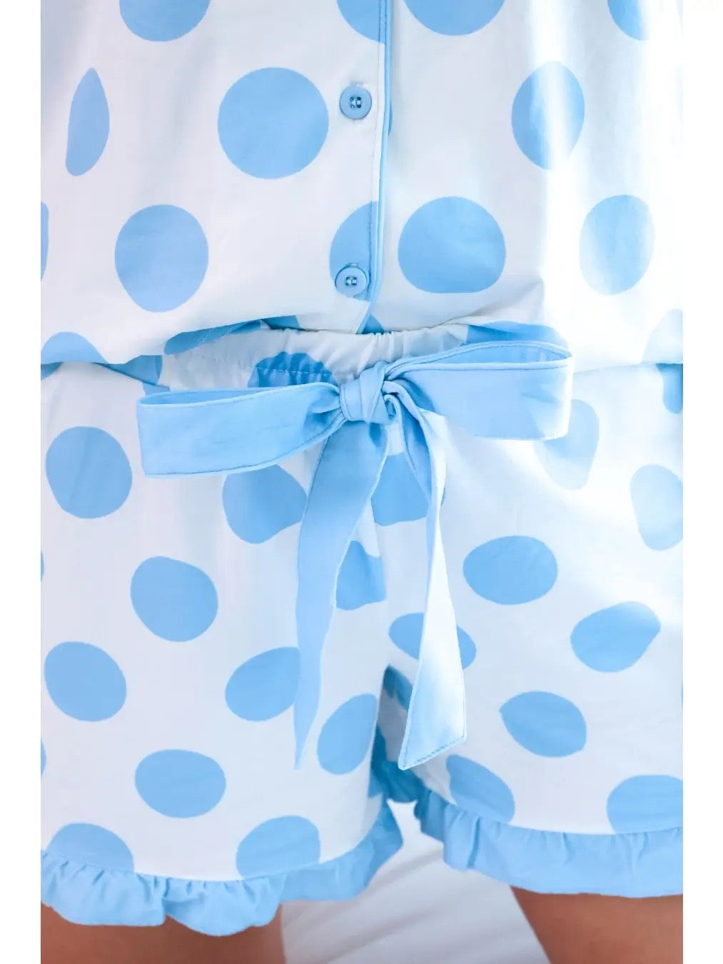 Blue Dotty Darling Ruffle PJ Set