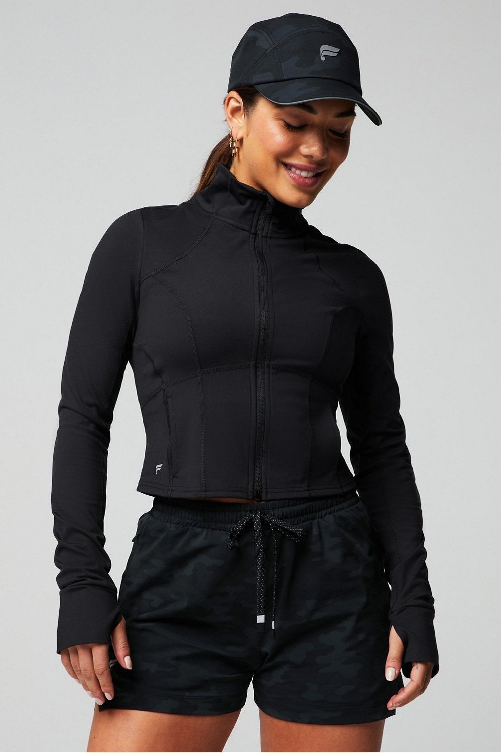 Fabletics Perfect Storm Cropped Train Jacket-Blk