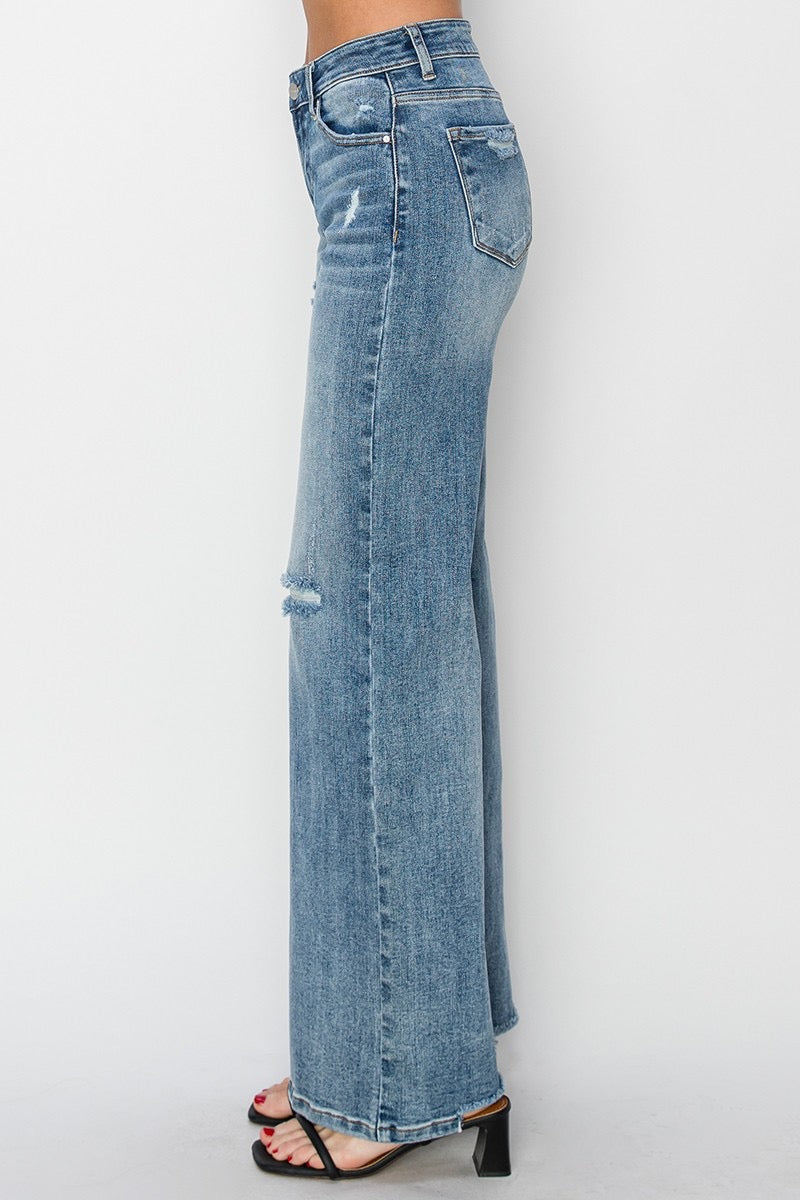 Risen High Rise Wide Leg Vintage Jeans