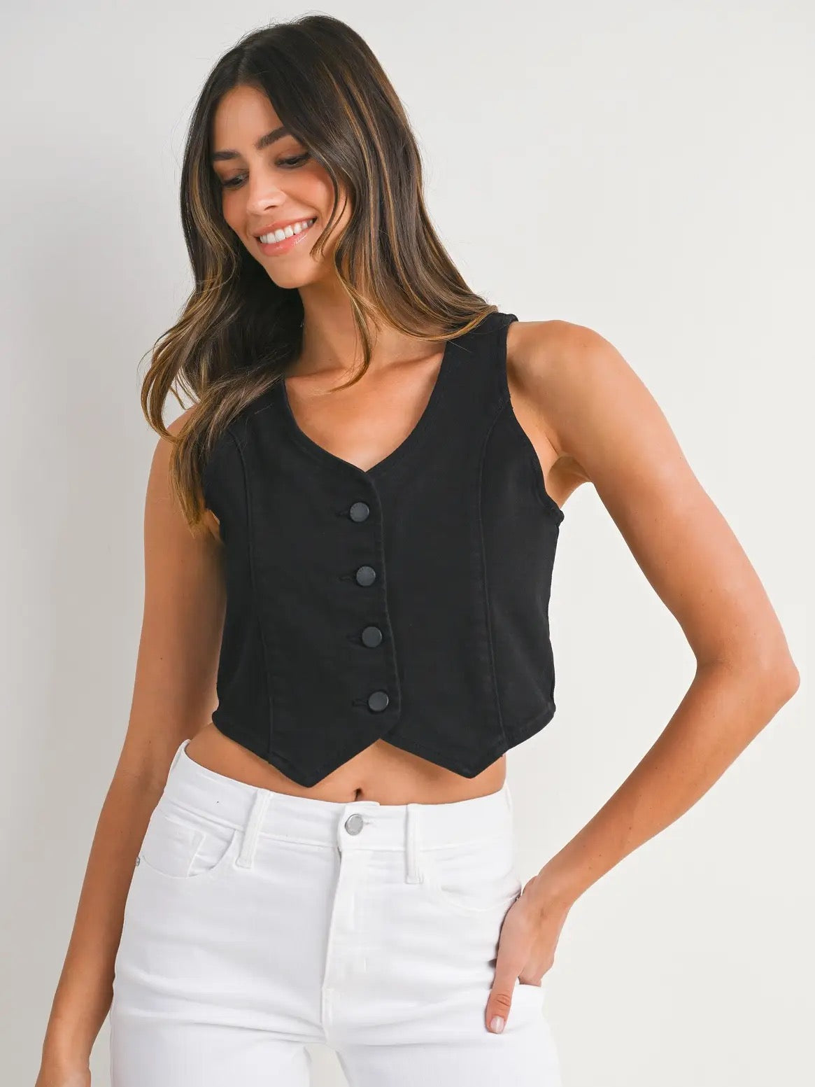 Black Classic Denim Vest