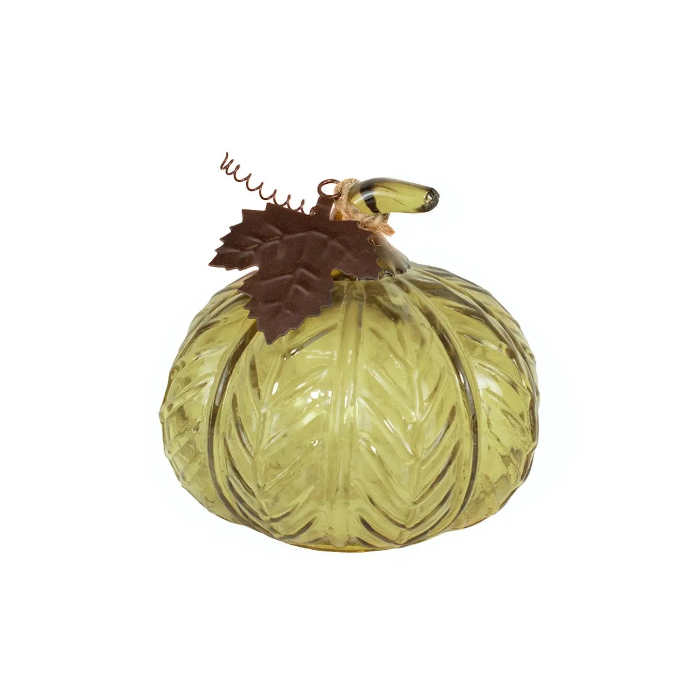Green Glass Decor Pumpkin