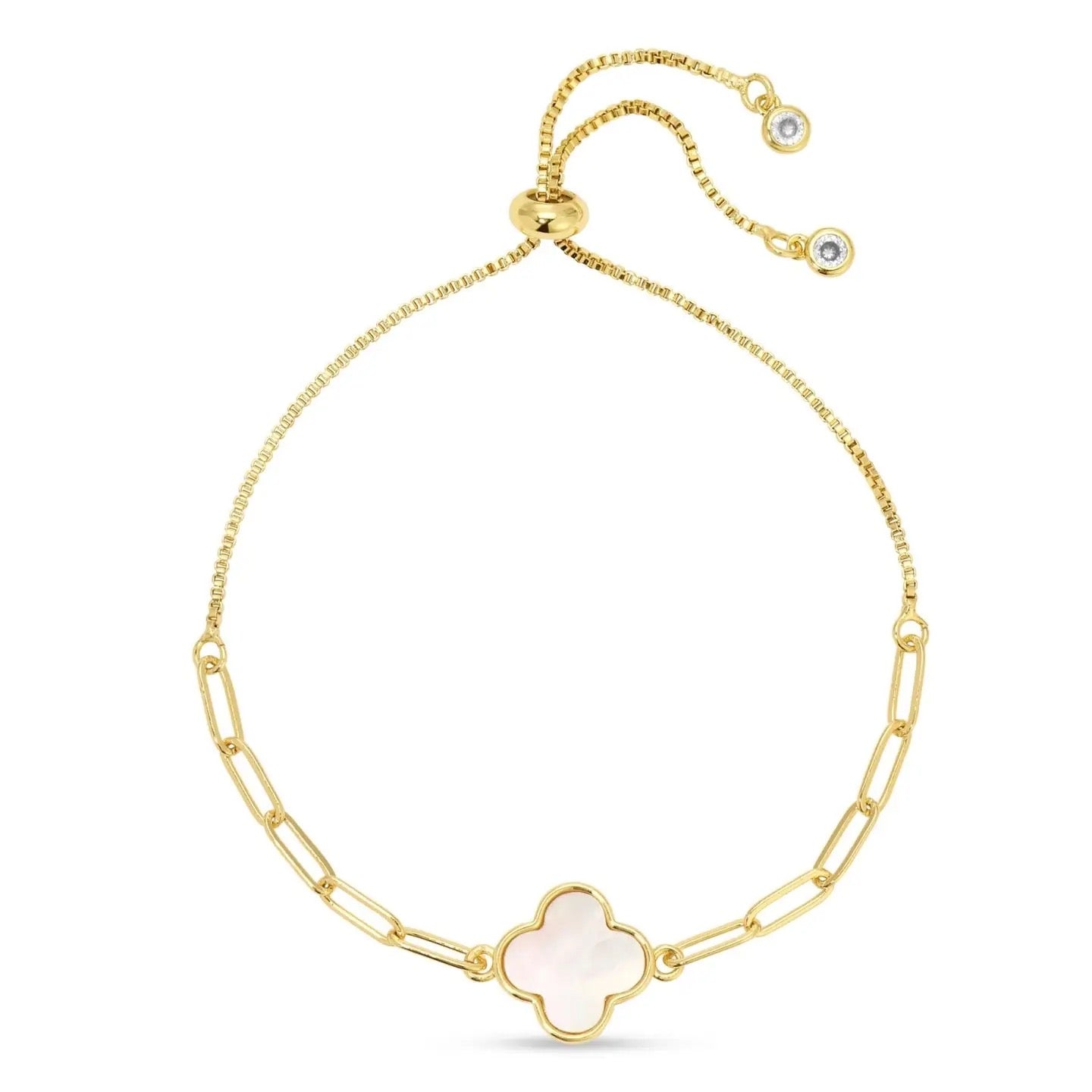 Splendid Iris Shell Quatrefoil Pulley Bracelet