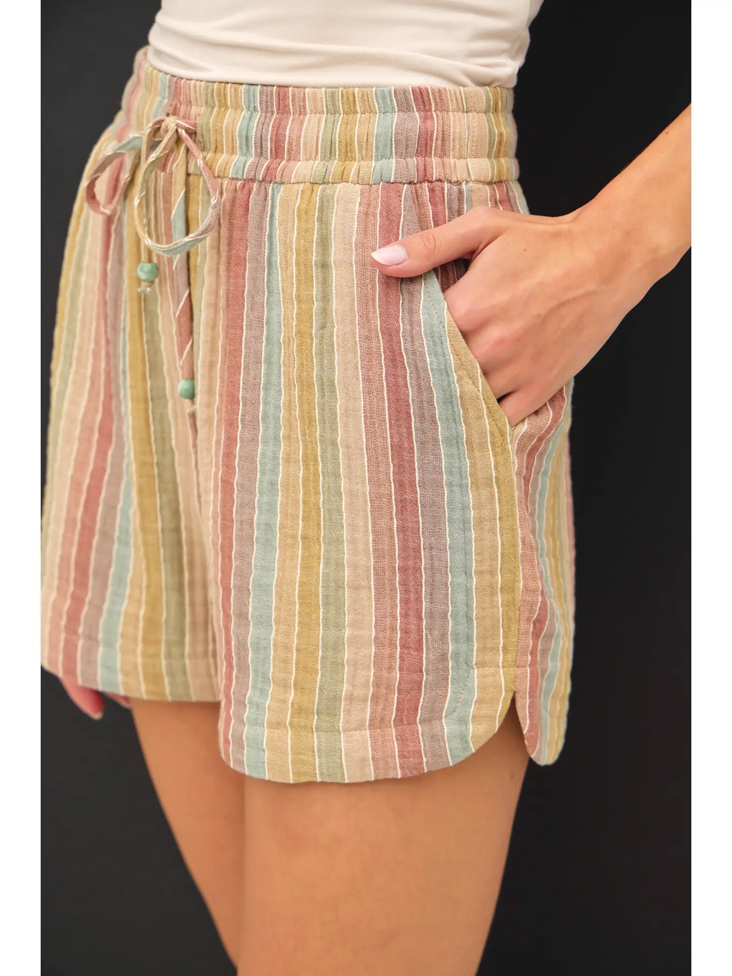 Mutli Stripe High Wasted Shorts