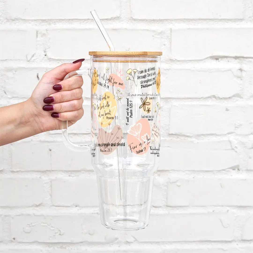 Christian Scripture 40oz Glass Tumbler