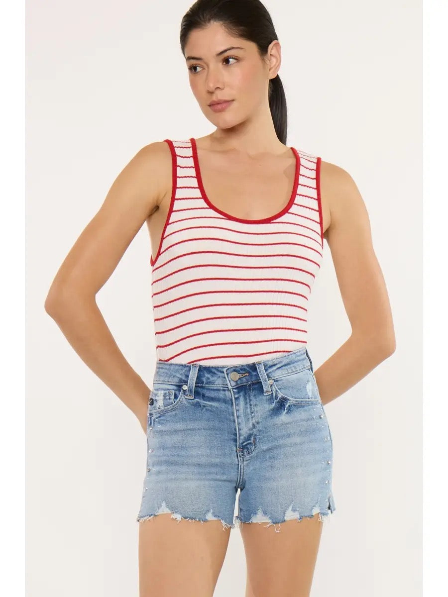 Kan Can High Rise Studded Denim Shorts