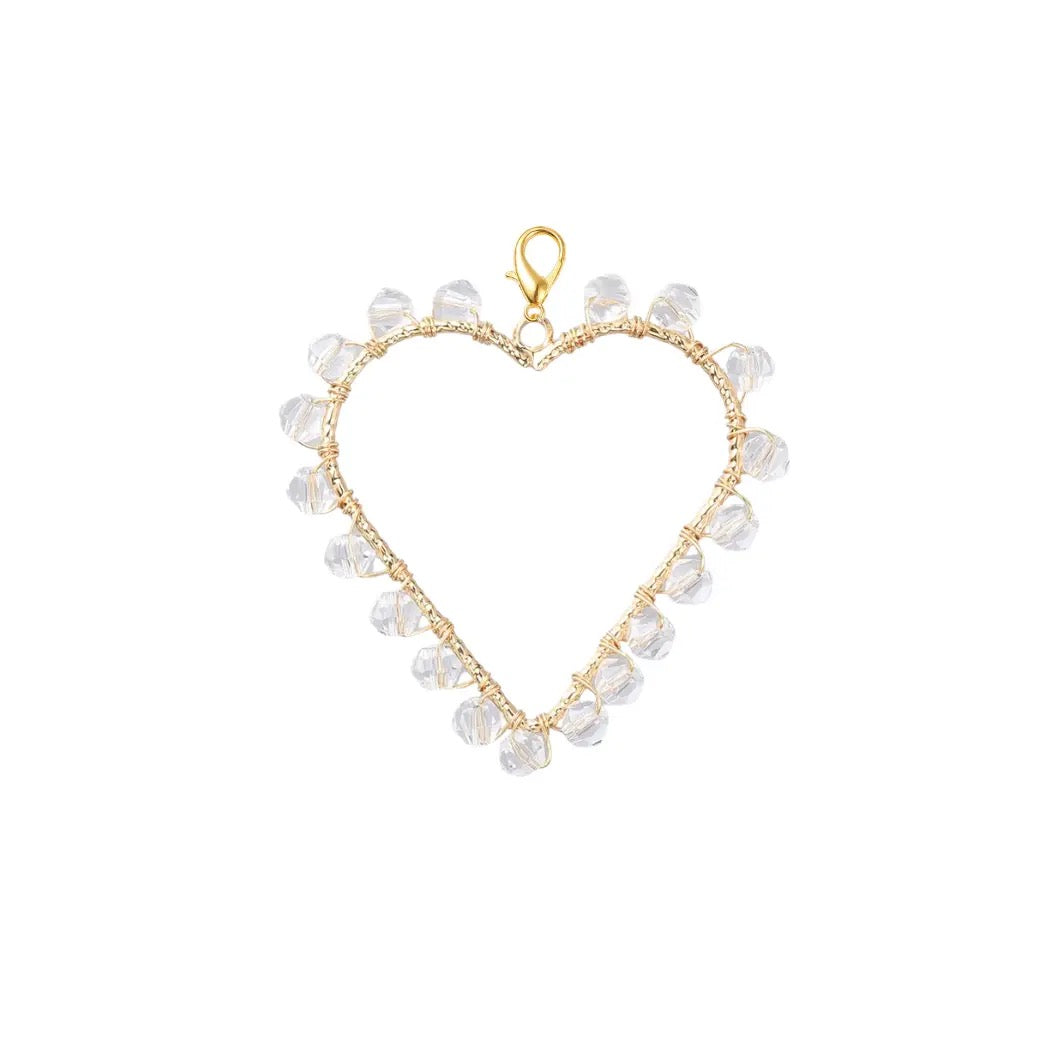 Glass Beaded Copper Wire Heart Charm