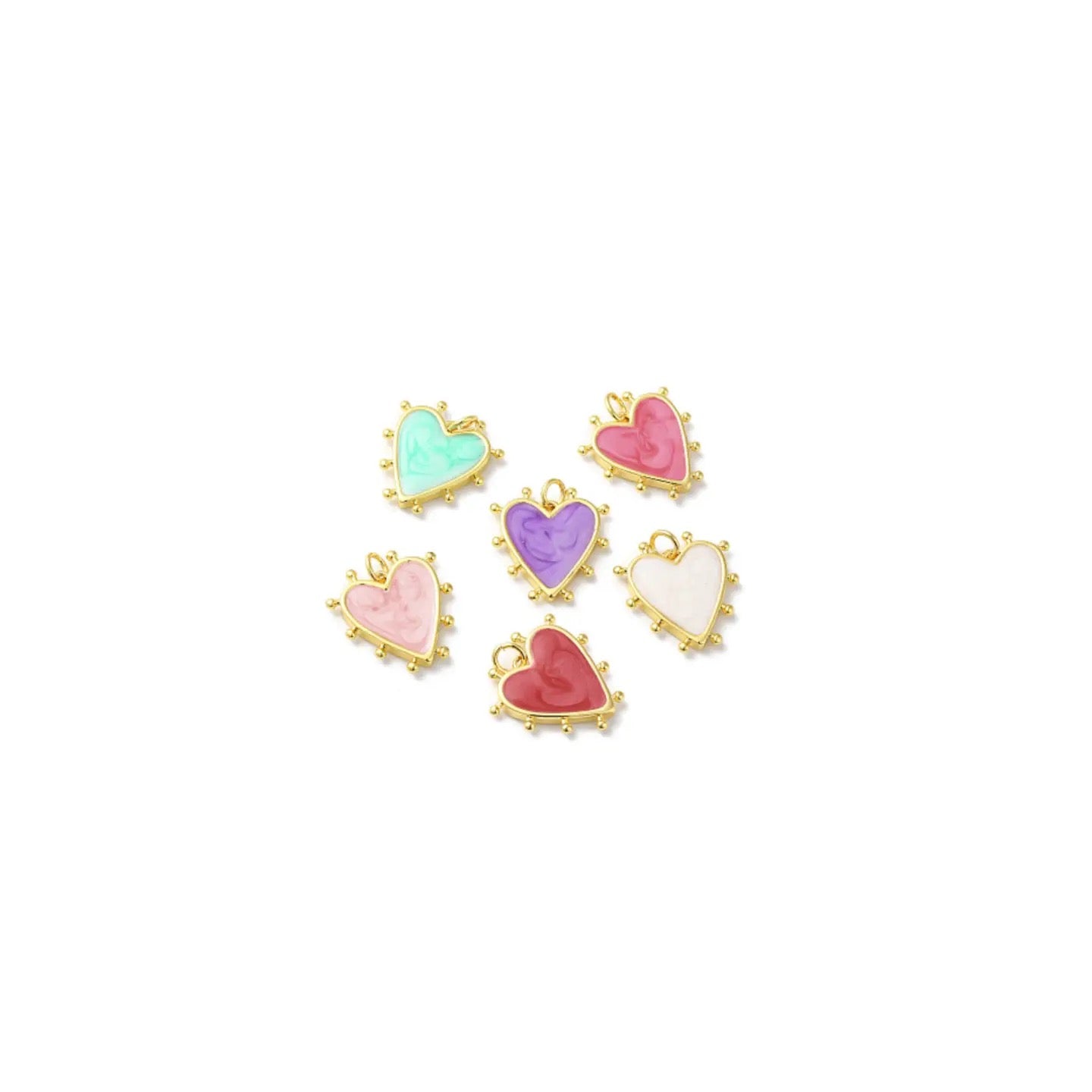 Gold Studded Heart Charm Assorted