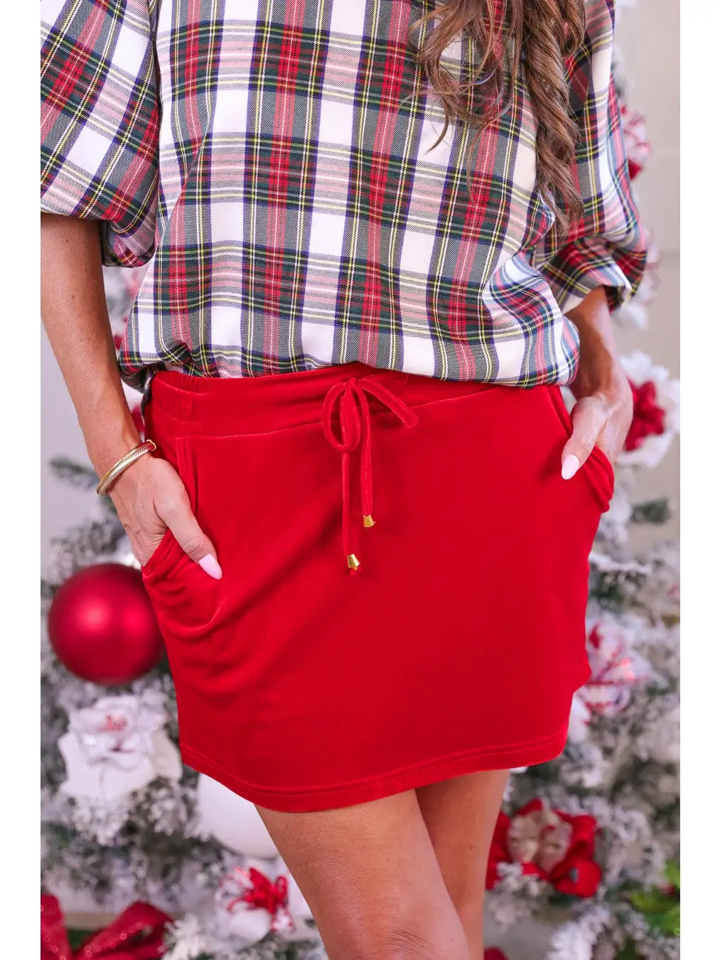 Red Velvet Skort w/ Pockets