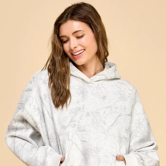 Grey Camo Loose Fit Hoodie