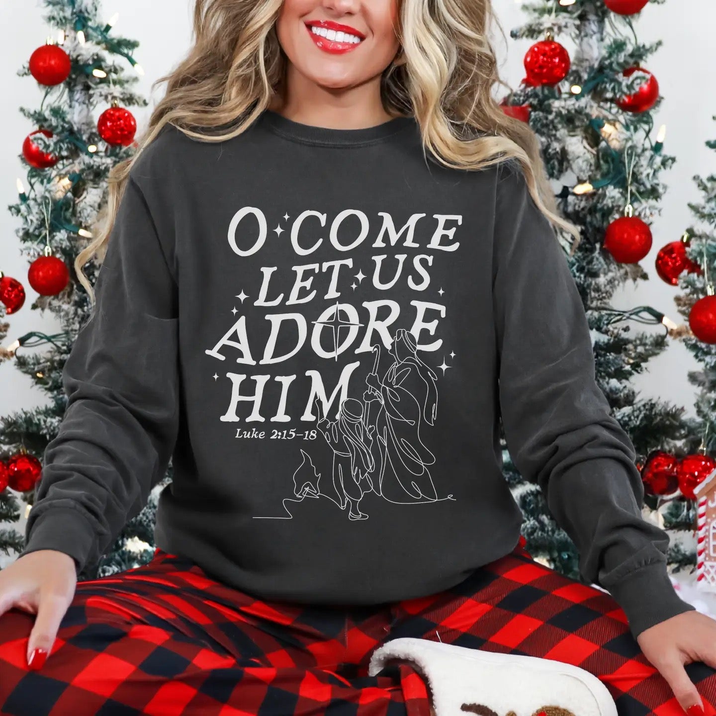 O Come Let Us Adore Him Long Sleeve Tee