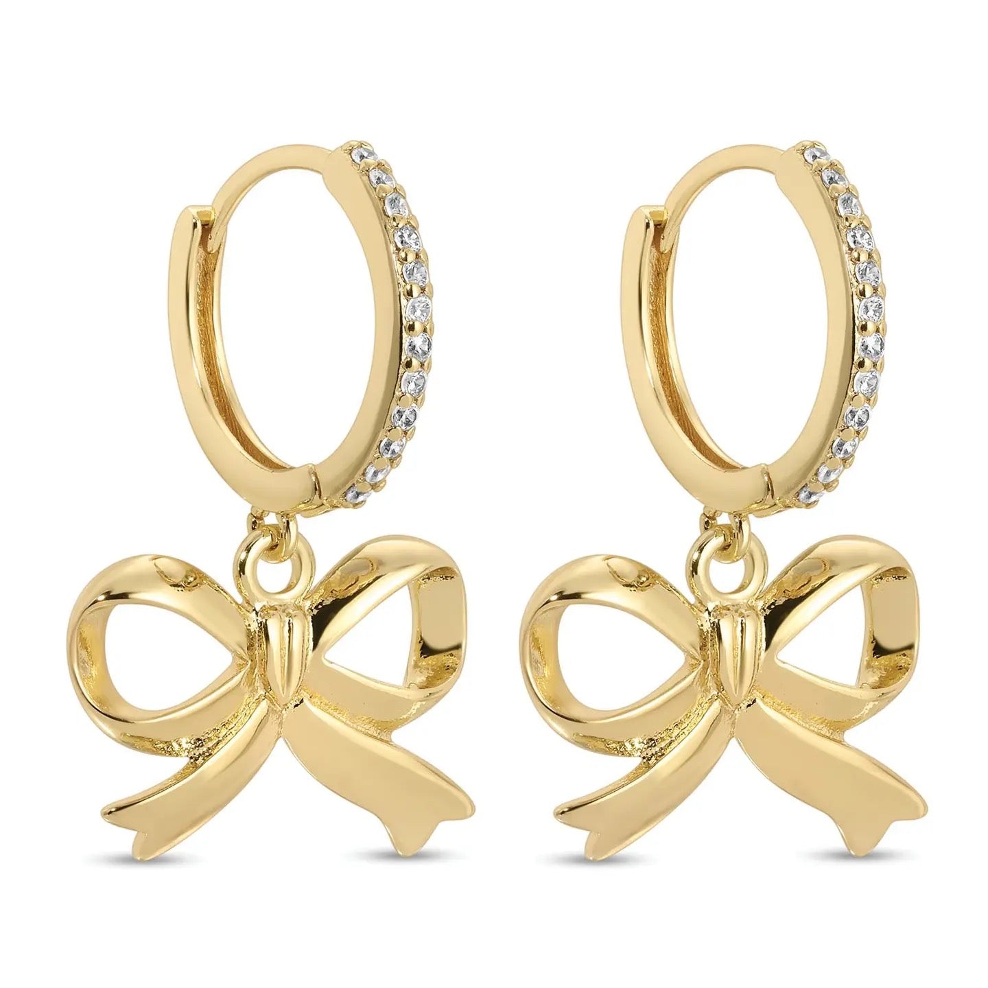 Splendid Iris Pave Bow Huggie Earrings
