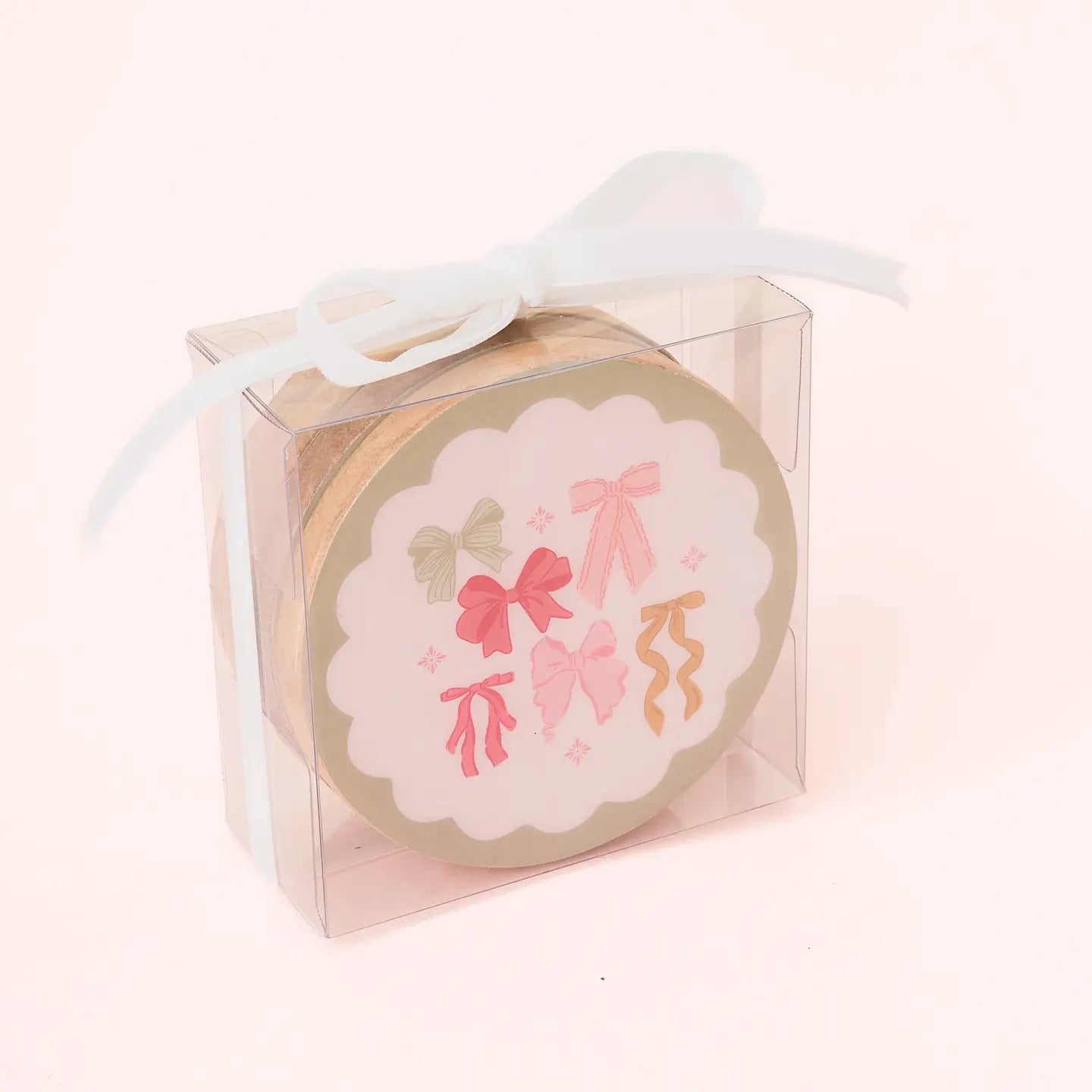 Wood Coaster Set Bow Affair