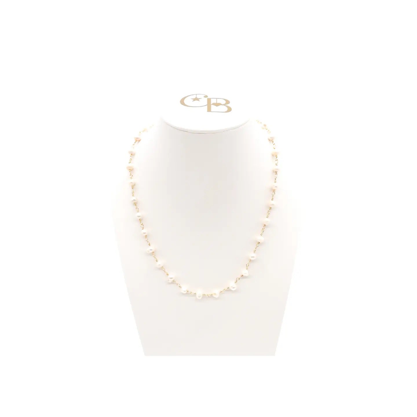 Gold Beth Pearl Charm Necklace