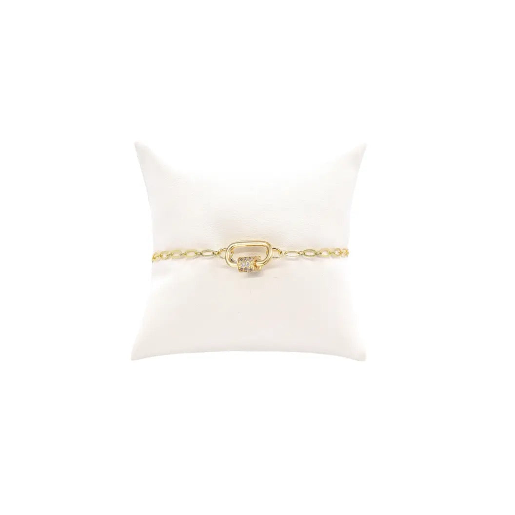 Gold Christie Charm Bracelet with Small Gabi Carabiner