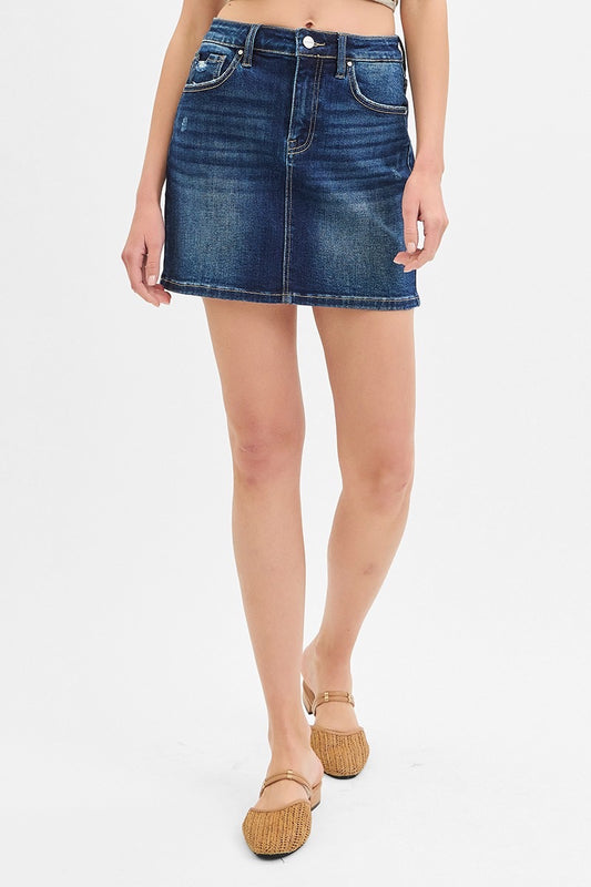 Risen Dark Wash Mini Skirt