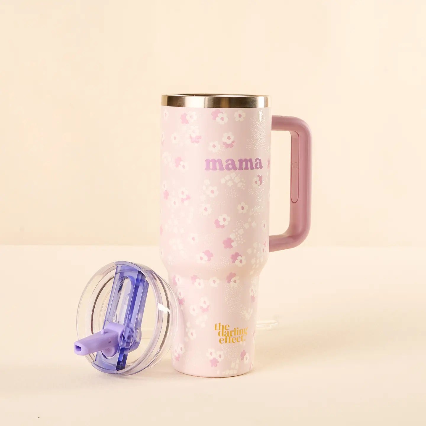 Purple Flower Mama Flip Straw 40oz Tumbler