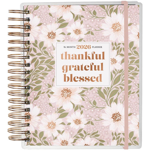 2026 Spiral-Bound 18 Month Planner Thankful Grateful Blessed