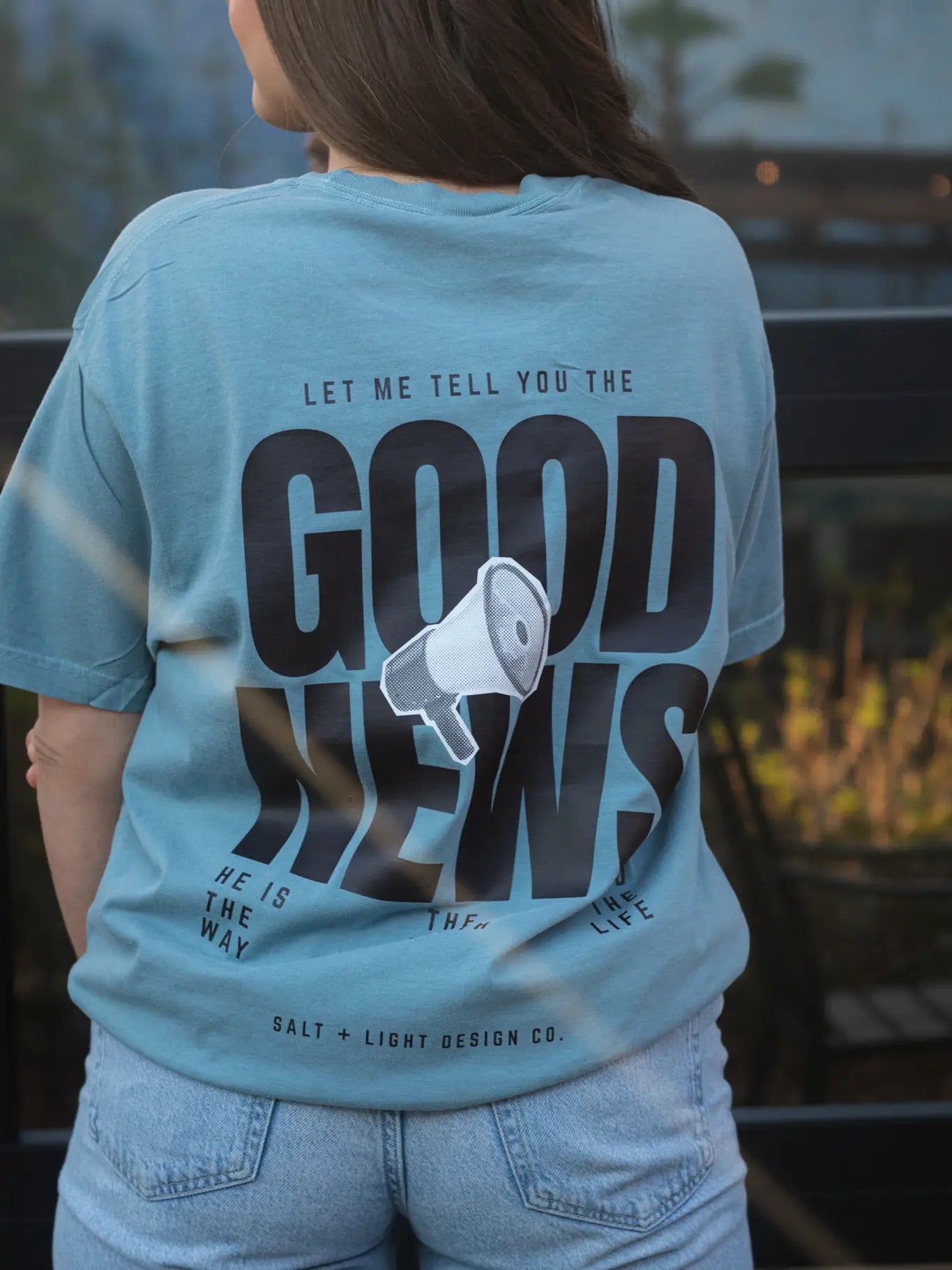 Blue Good News Tee