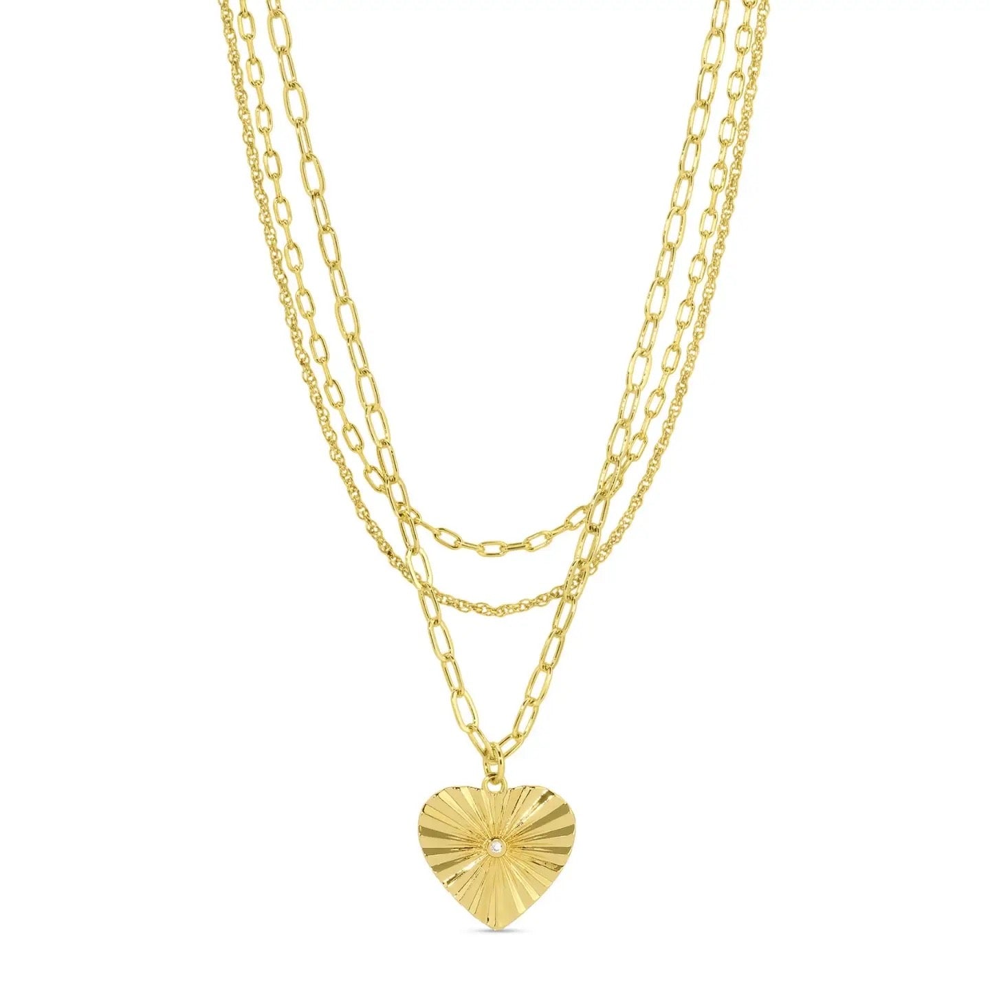 Splendid Iris Triple Layer Heart Pendant Necklace