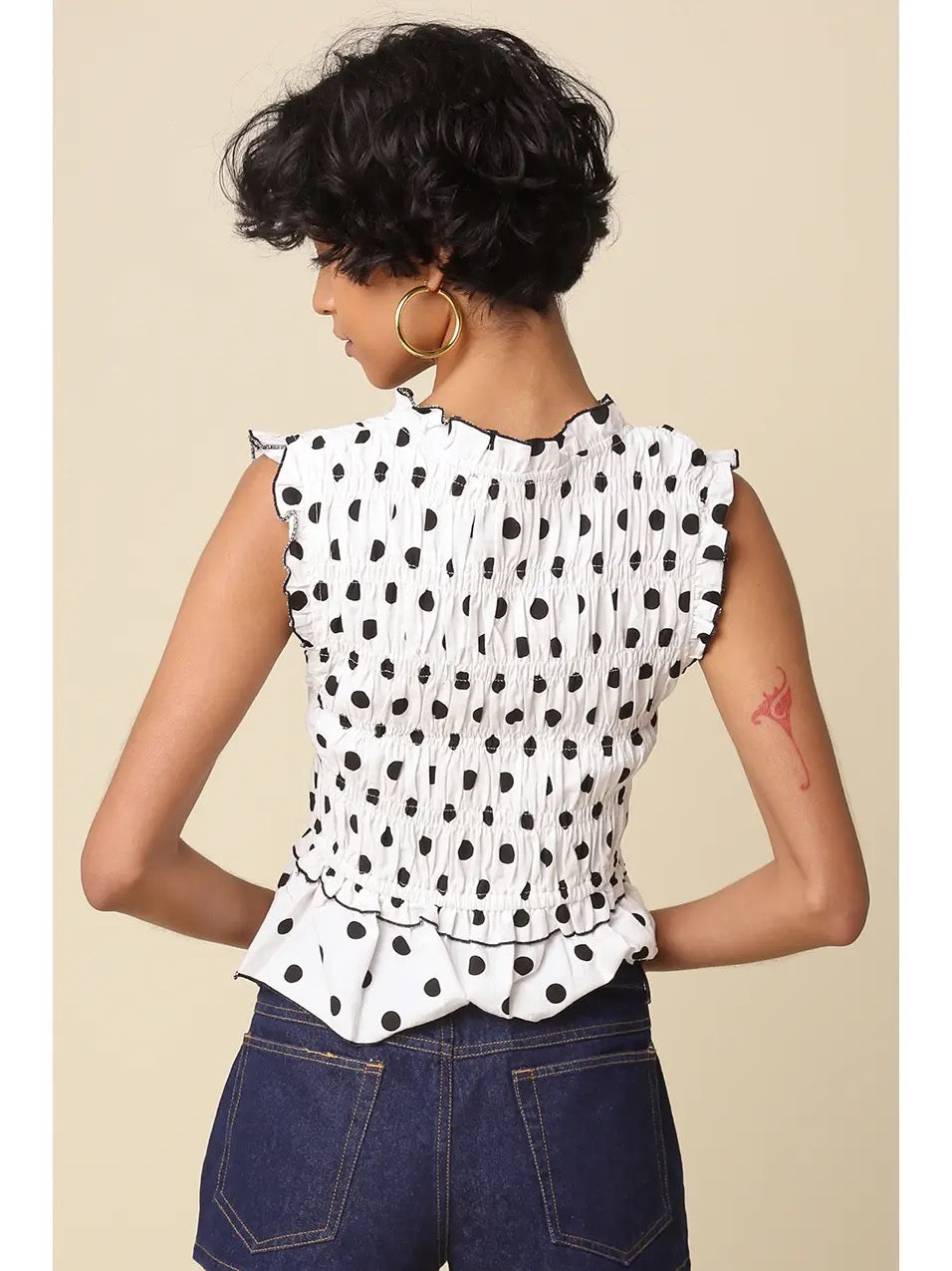 Polka Dot Ruffle Peplum Top