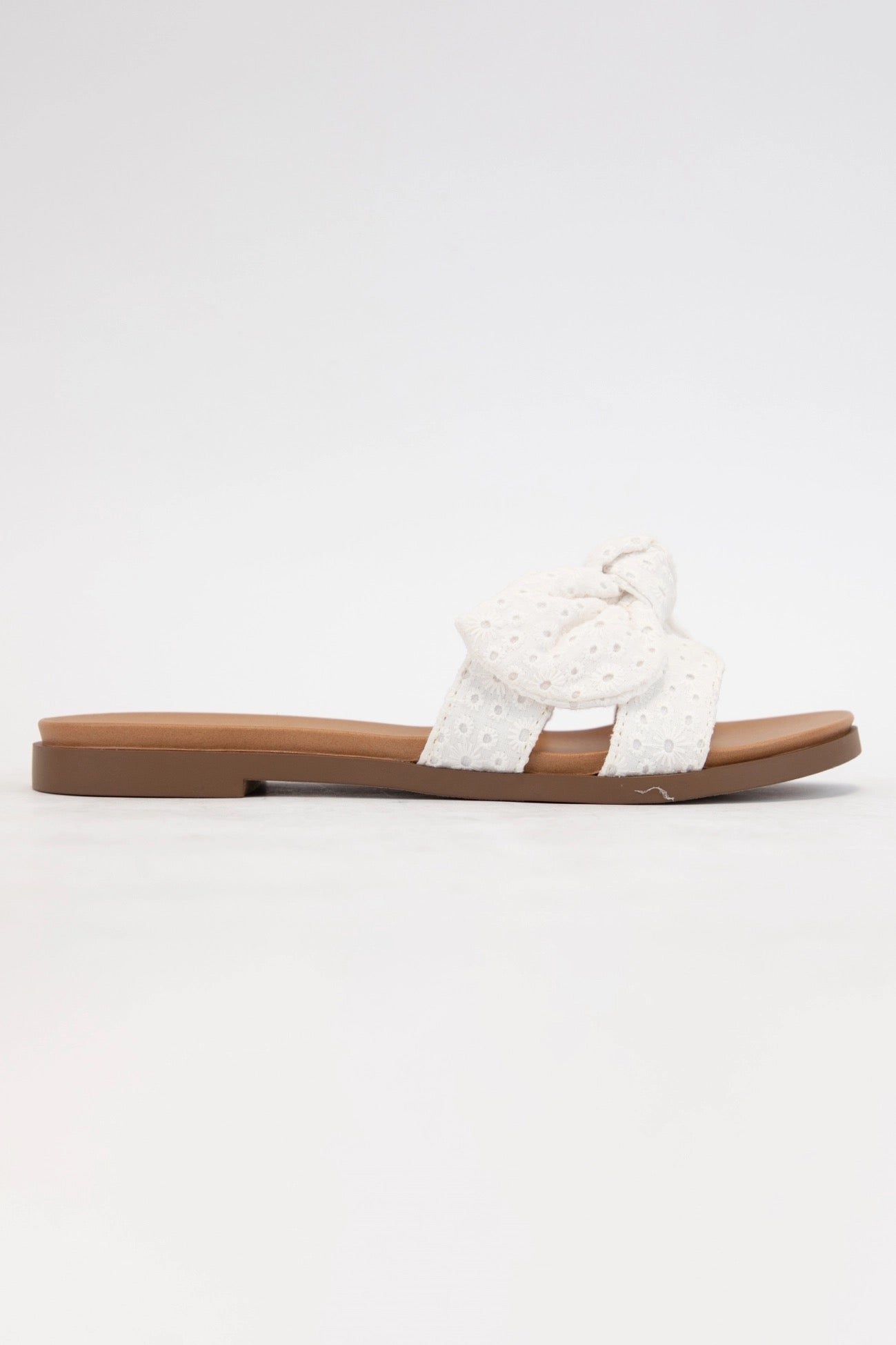 White Eyelet Bow Sandal