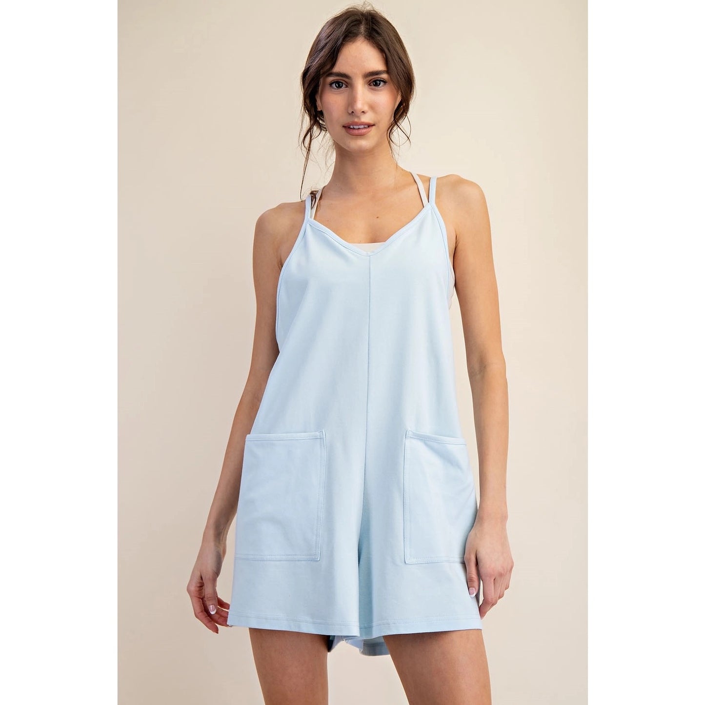 Ice Blue Cotton Romper