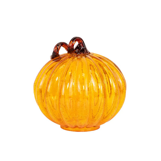 Orange Glass Decor Pumpkin
