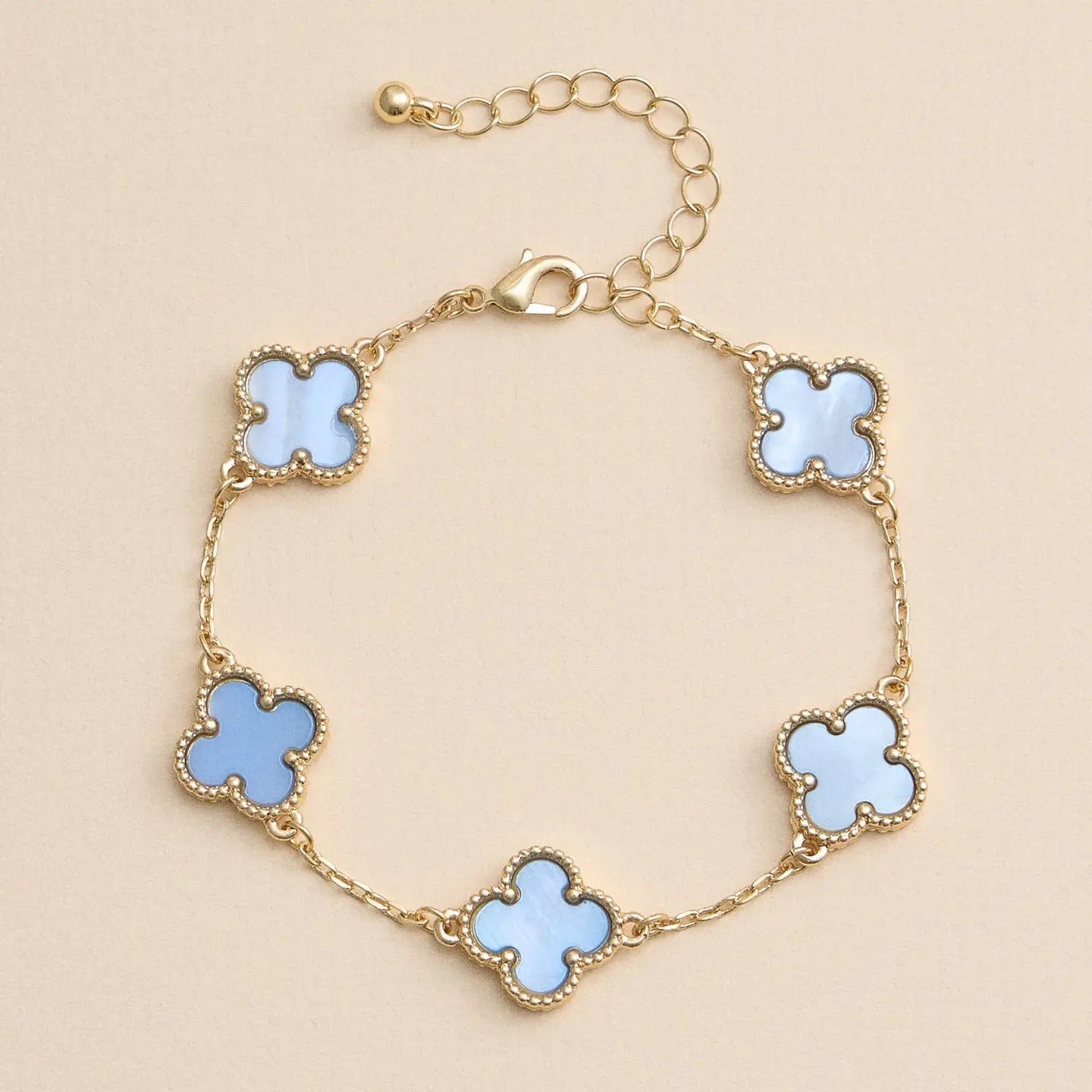 Gold Mother Of Pearl Clover Bracelet