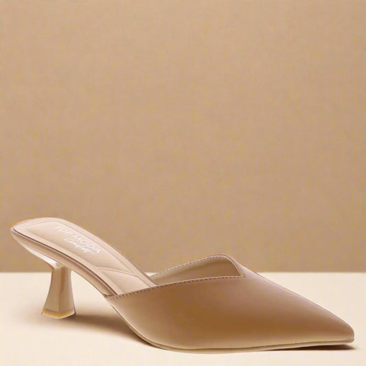 Pointed Toe Kitten Heel Mules