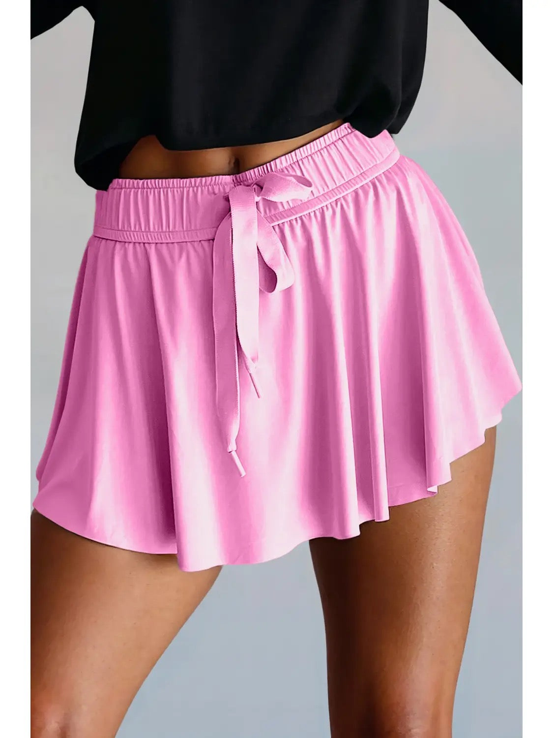 High Waist Drawstring Lined Sports Skort