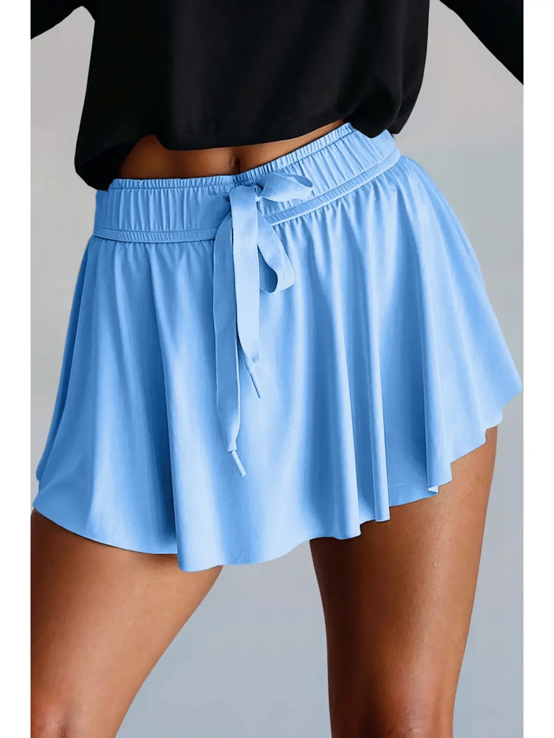 High Waist Drawstring Lined Sports Skort