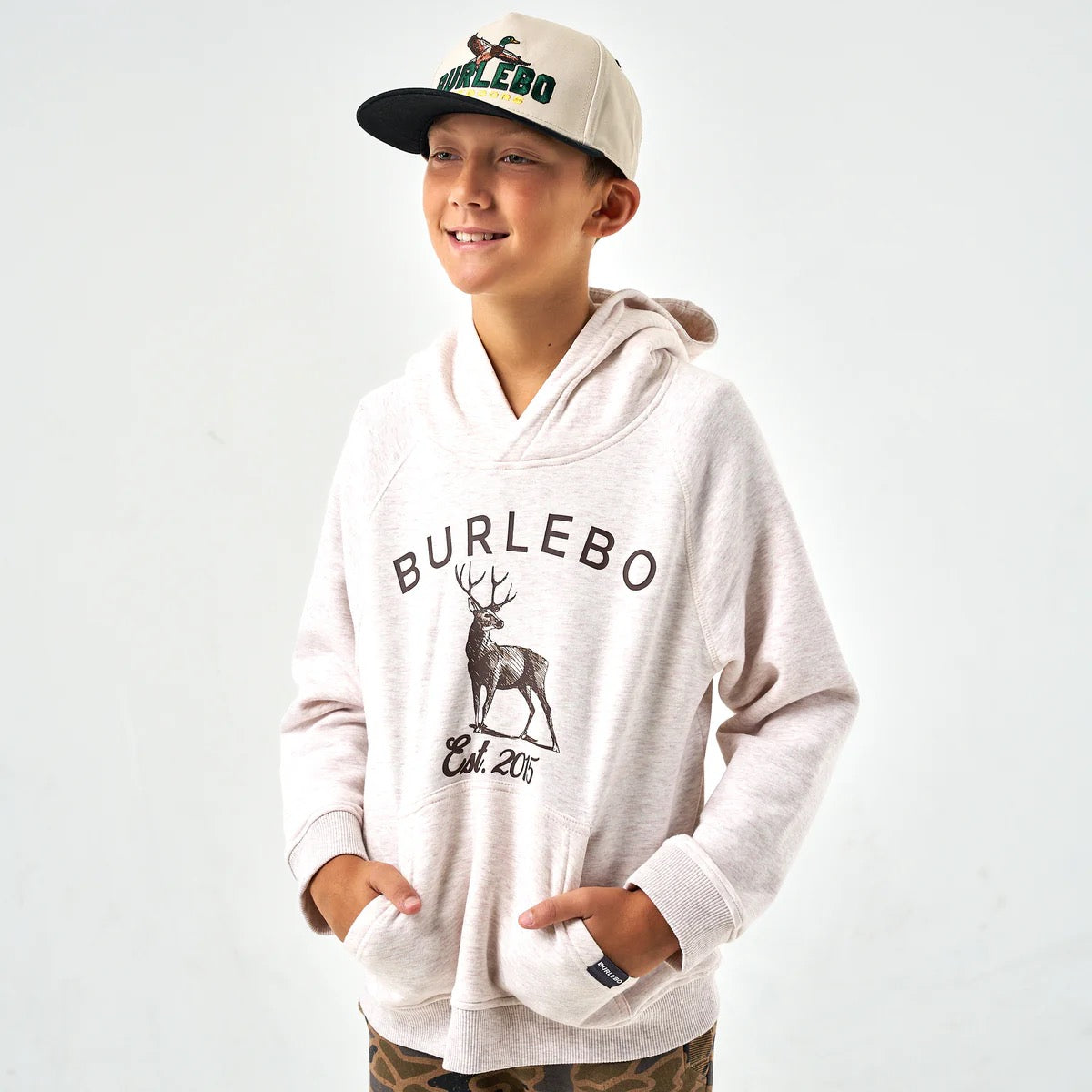 Burlebo Youth Whitetail Deer Heather Fleece Hoodie