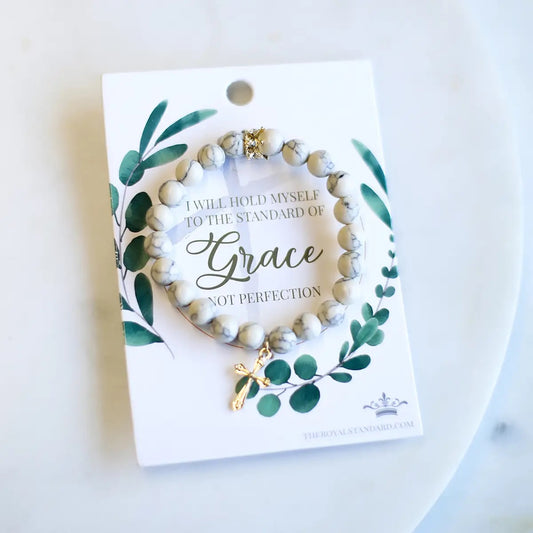 Standard Of Grace White Marble Bracelet 7"