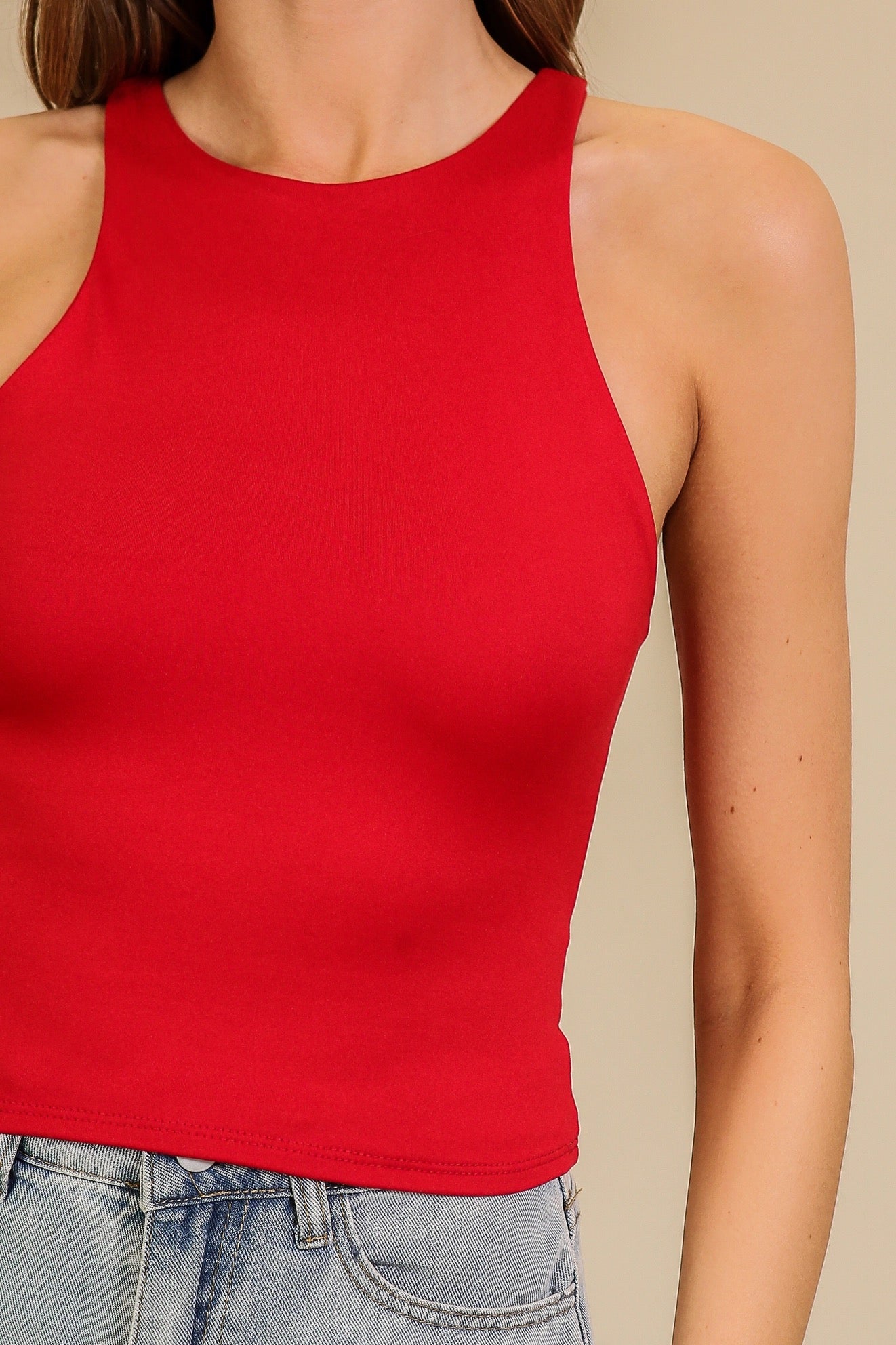 Red Essential Brushed Knit Top