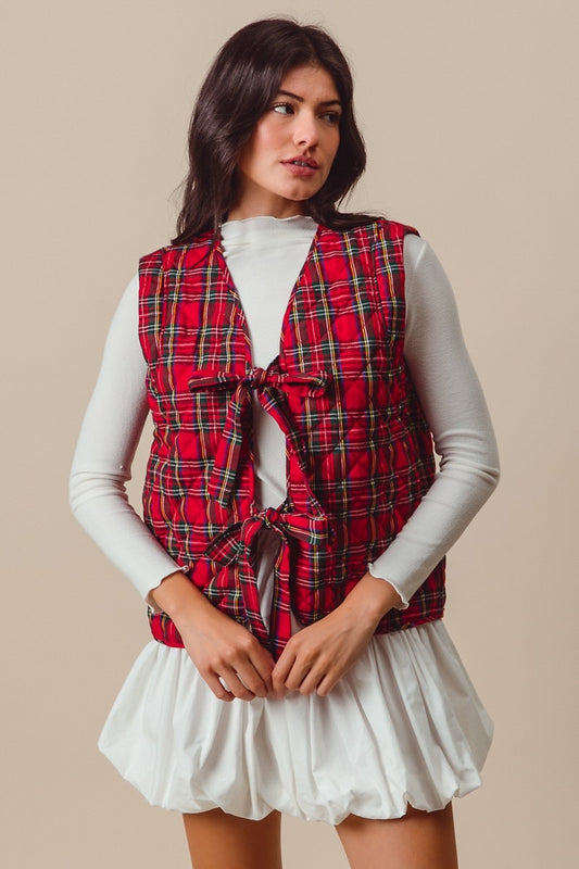 Red Quilted Gingham Ribbon Bowtie Front Best