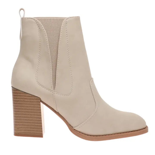 Taupe Block Heel Booties