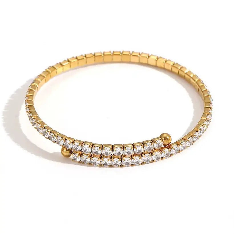 Sleek Gold Tennis Wrap Bangle Bracelet-Small