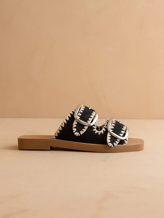The Tivoli Black Double Buckle Sandal