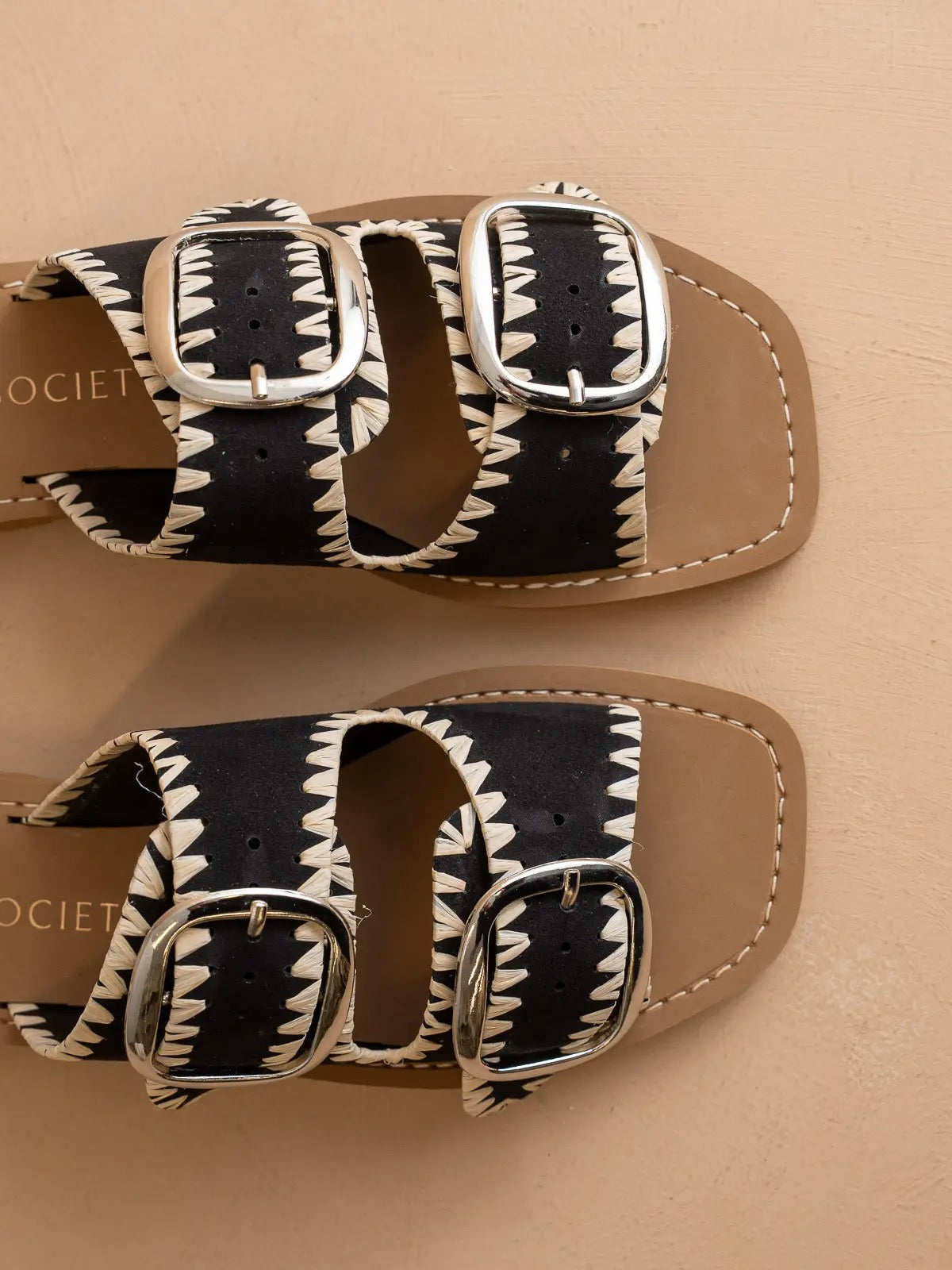 The Tivoli Black Double Buckle Sandal