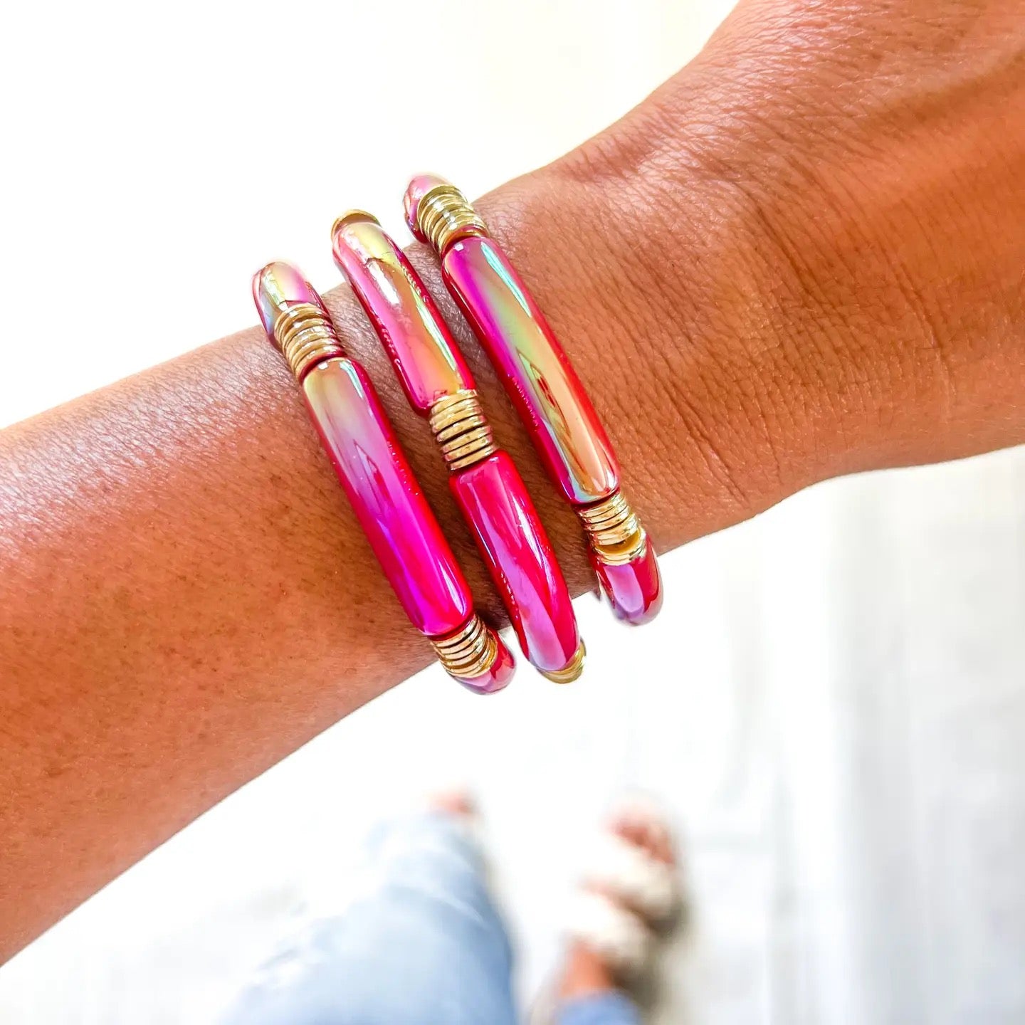 Metallic Pink Tube Bracelet