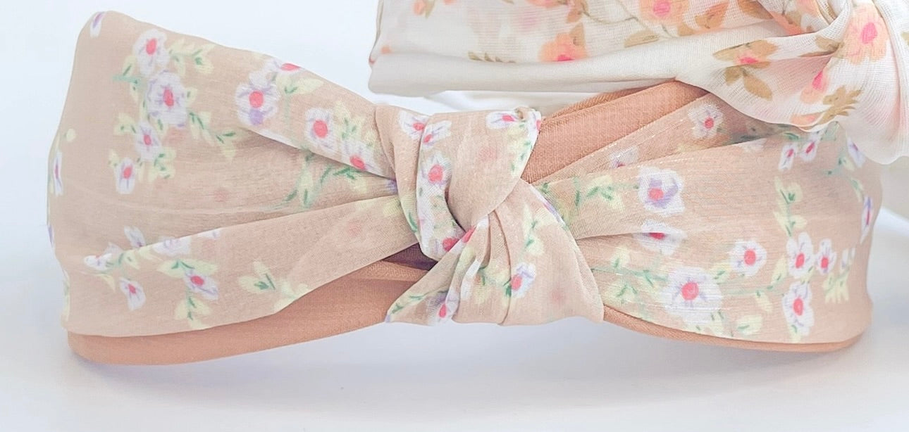 Peach Floral Printed Headband