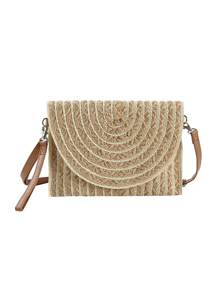 Straw Clutch Crossbody Bag