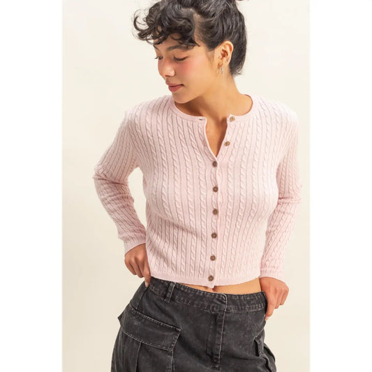 Long Sleeve Cable Cardigan