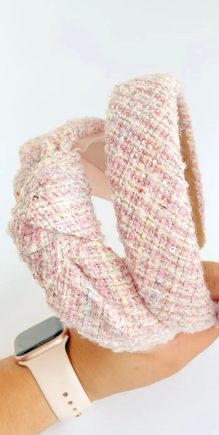 Pink Tweed Headband