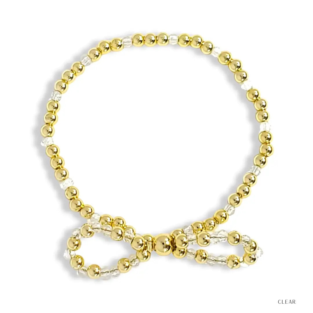Bow Gold Filled & Crystal Beaded Bracelet