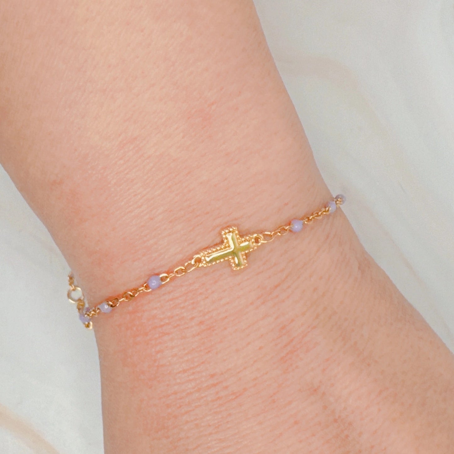 Dainty Dots Chain Cross Bracelet