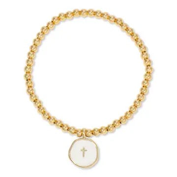 Splendid Iris Enamel Cross Bracelet