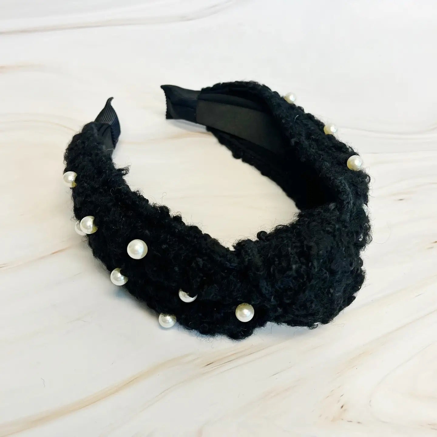 Pearl and Tweed Knotted Headband