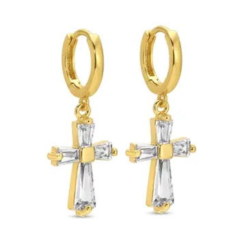 Splendid Iris Crystal Cross Huggies