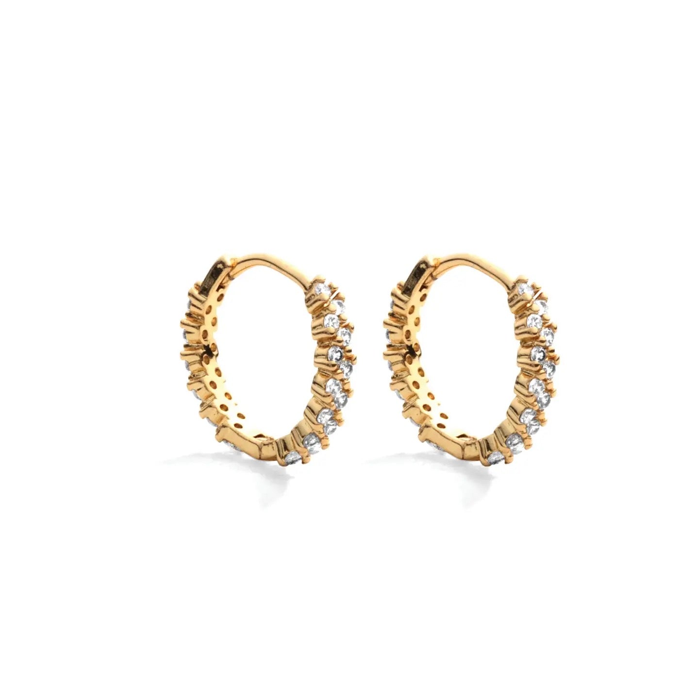 Splendid Iris Detailed Pave Huggie Earrings